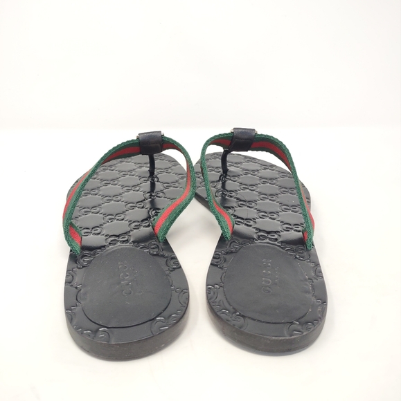 Gucci lifford 37.5 thong double G sandals leather logo ribbon flip flops - Picture 8 of 14